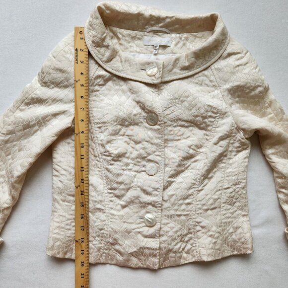 Escada Cropped Quilted Cream Jacket Blazer Vintage Rare Luxury Classic Office - Picture 12 of 16